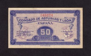 Asturias y León 50 céntimos, EBC, doblez central muy marcado anverso