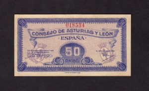 Asturias y León 50 céntimos, EBC anverso