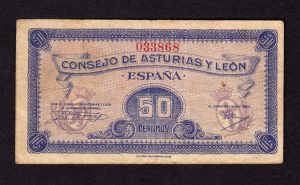 Asturias y León, 50 céntimos, MBC, reverso sucio anverso