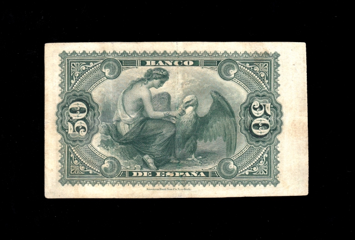 50 Pesetas Enero 1884, MBC+ reverso 50 Pesetas Enero 1884, MBC+ reverso